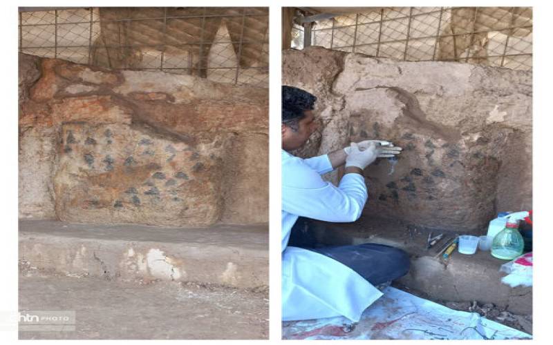 پیکره گلی کنارصندل جیرفت مرمت شد